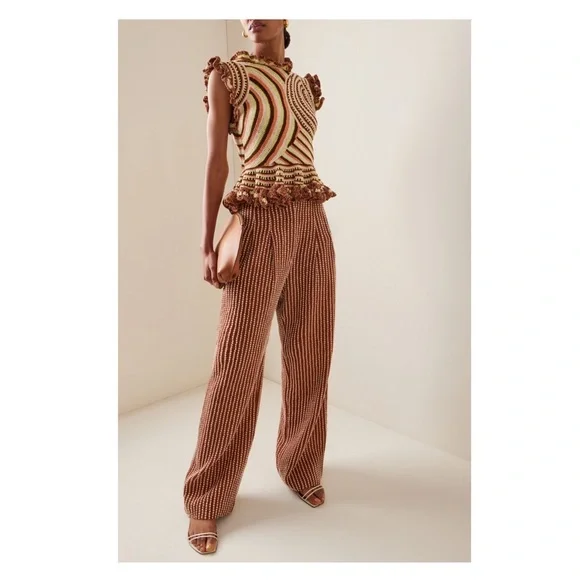 New! ULLA JOHNSON “Aurora” Ruffled Crochet Knit Top - Picture 4 of 14